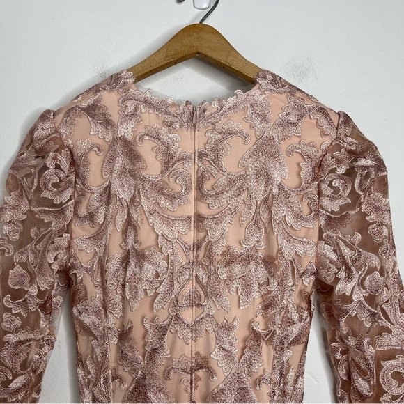 TADASHI SHOJI EVOTA LACE HANDKERCHIEF HEM COCKTAIL DRESS ANTIQUE PINK Size 4 NWT - Picture 12 of 17